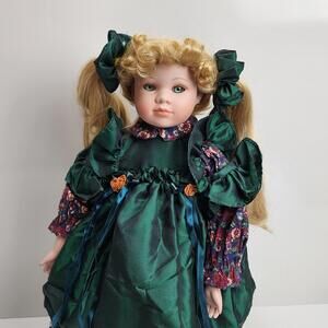 The Connoisseur Collection Seymour Mann Porcelain Doll in Emerald Green Dress